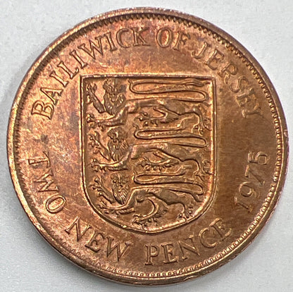 1975 Jersey Two New Pence | Copper Coin | Extra Fine Grade | a408