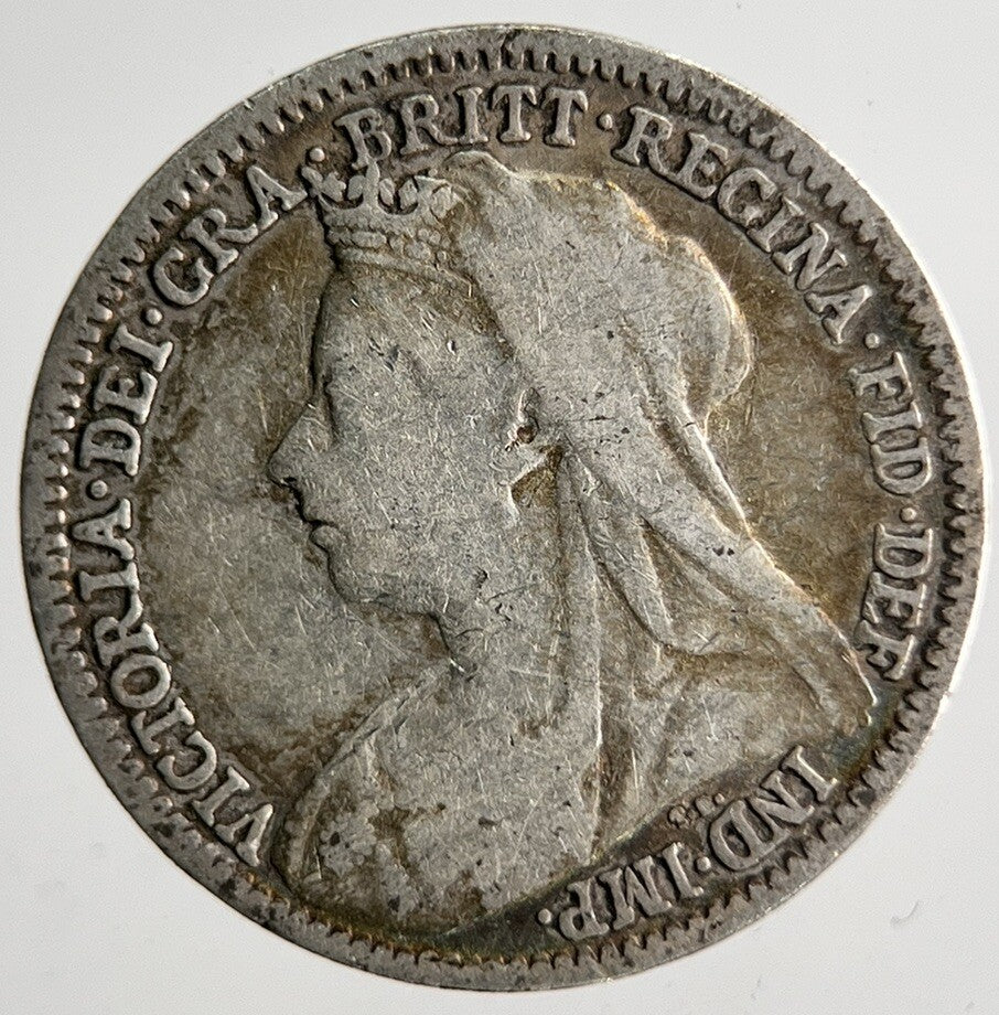 1900 Veiled Head Victoria Threepence Silver Coin | Collectable Grade | a4034