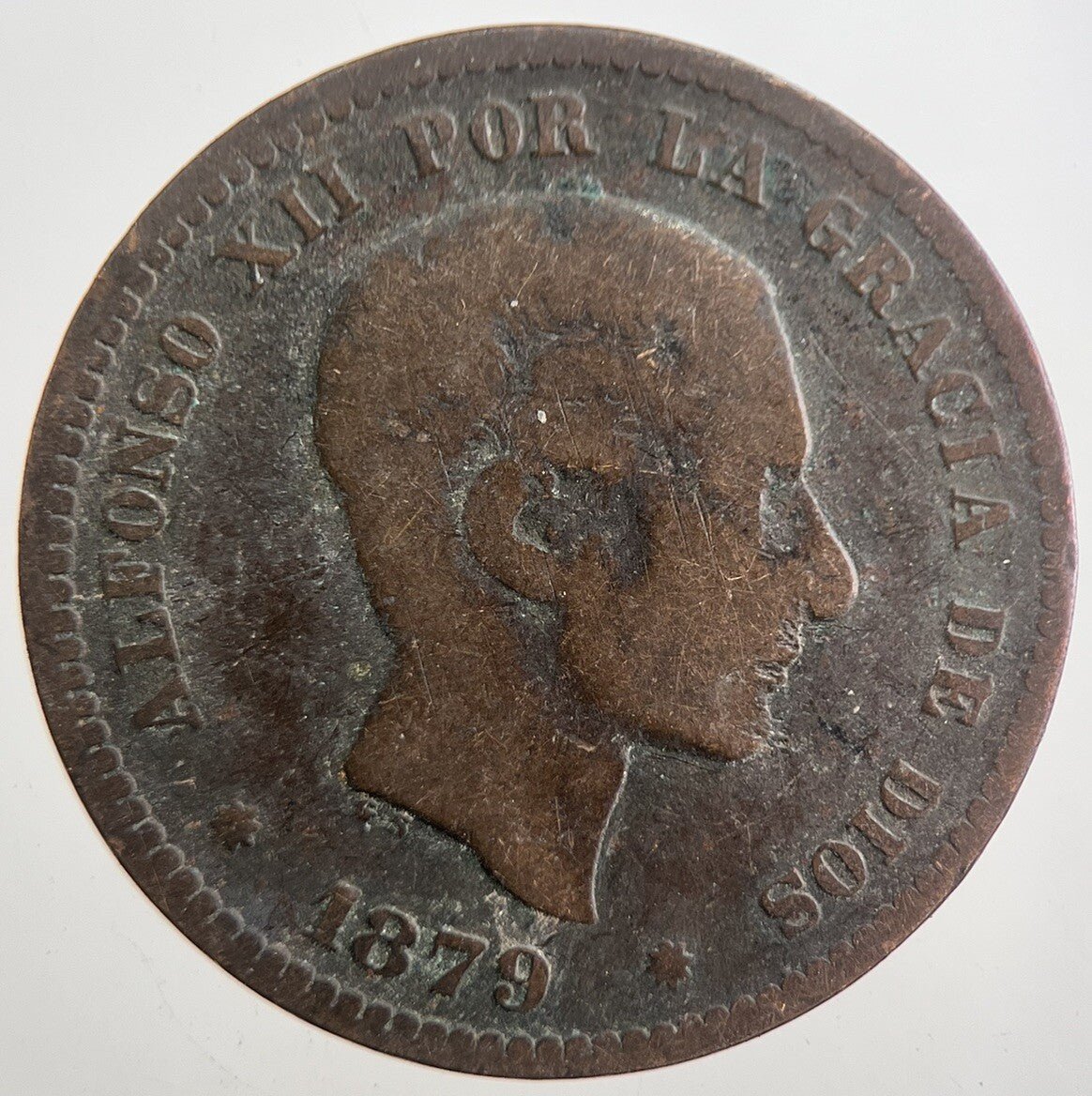 1879 Spain Cinco 5 Centimos Cents Coin | Fair Grade | a7716