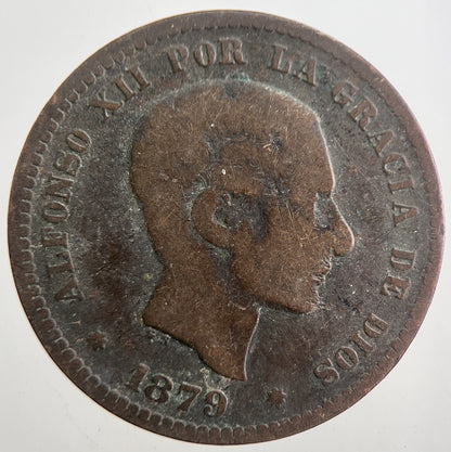 1879 Spain Cinco 5 Centimos Cents Coin | Fair Grade | a7716
