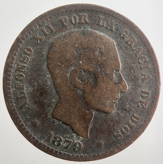 1879 Spain Cinco 5 Centimos Cents Coin | Fair Grade | a7716