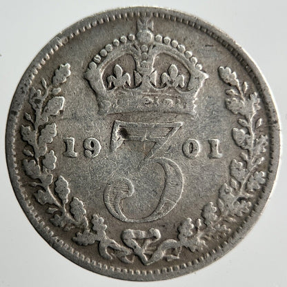1901 Victoria Threepence Silver Coin | Collectable Grade | a4040