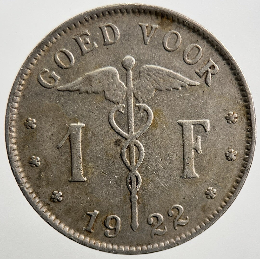 1922 Belgium 1 Franc Coin | Fine Collectable Grade