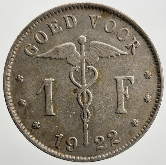 1922 Belgium 1 Franc Coin | Fine Collectable Grade