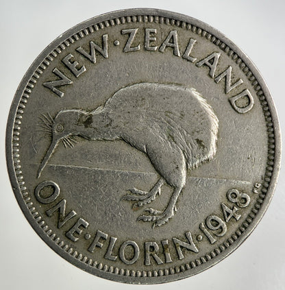 1948 New Zealand Florin Coin | Fine Collectable Grade