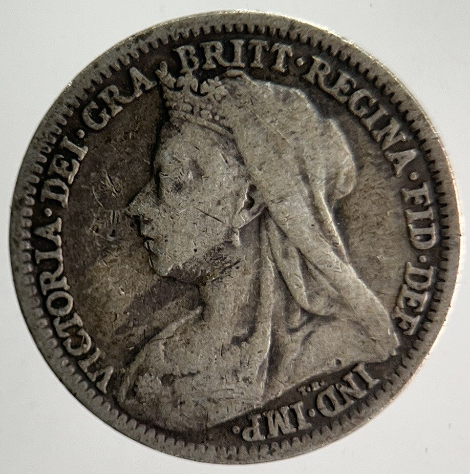 1900 Veiled Head Victoria Threepence Silver Coin | Collectable Grade | a4008