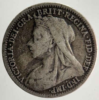 1900 Veiled Head Victoria Threepence Silver Coin | Collectable Grade | a4008