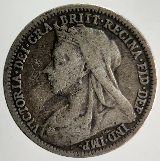 1900 Veiled Head Victoria Threepence Silver Coin | Collectable Grade | a4008