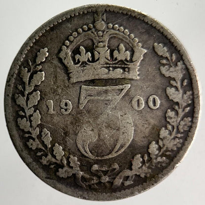1900 Veiled Head Victoria Threepence Silver Coin | Collectable Grade | a4008