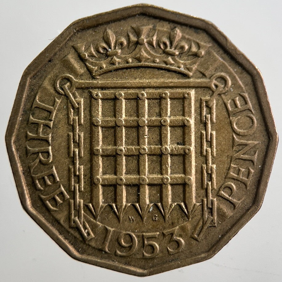 1953 British Brass Threepence Coin | Fine Collectable Grade | a7713
