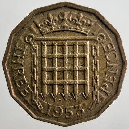 1953 British Brass Threepence Coin | Fine Collectable Grade | a7713