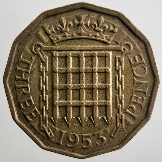 1953 British Brass Threepence Coin | Fine Collectable Grade | a7713