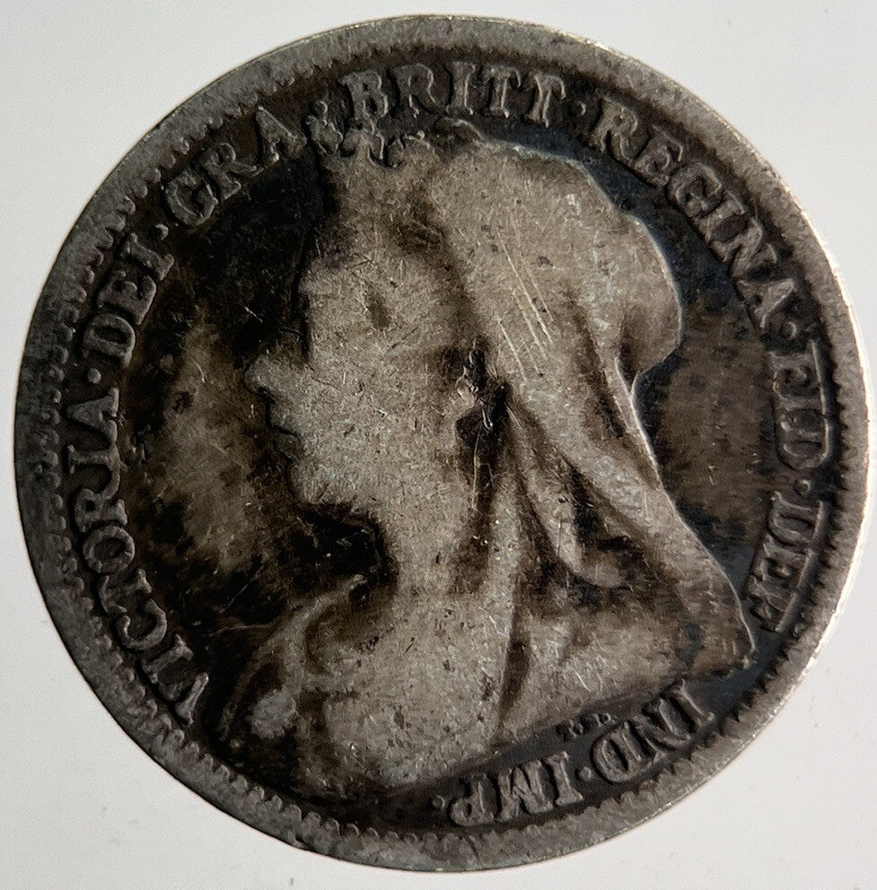 1898 Veiled Head Victoria Threepence Silver Coin | Collectable Grade | a4029