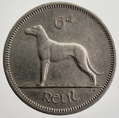 1962 Irish Dog Sixpence Coin | Very High Grade | a7457