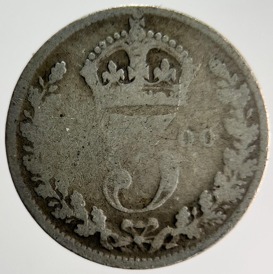 1900 Veiled Head Victoria Threepence Silver Coin | Fair Grade | a4001