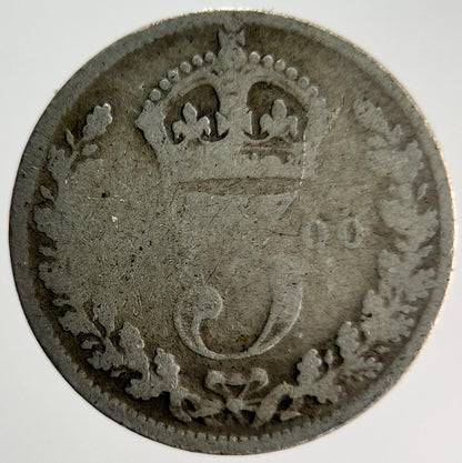 1900 Veiled Head Victoria Threepence Silver Coin | Fair Grade | a4001