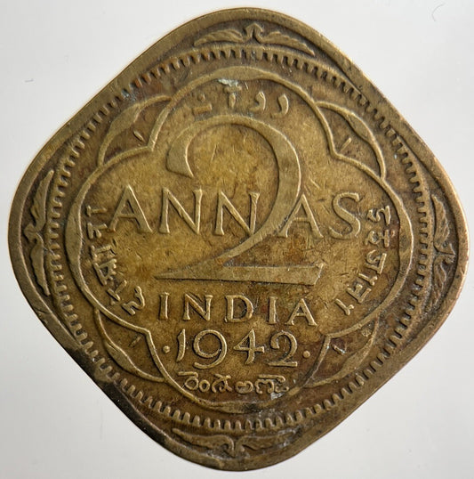 1942 India 2 Annas Coin | Collectable Grade | a3345