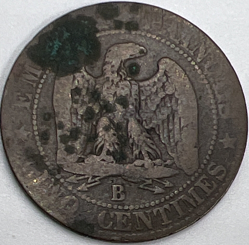 1855 France 5 Centimes Coin | Worn Grade