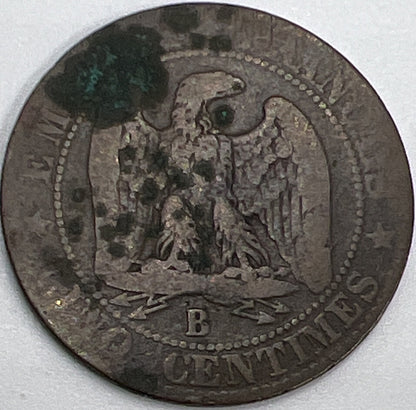 1855 France 5 Centimes Coin | Worn Grade