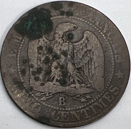 1855 France 5 Centimes Coin | Worn Grade