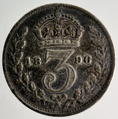 1896 Veiled Head Victoria Threepence Silver Coin | Collectable Grade | a4020