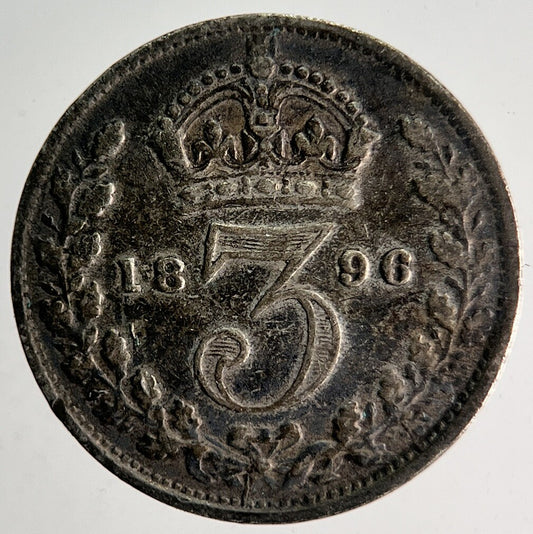 1896 Veiled Head Victoria Threepence Silver Coin | Collectable Grade | a4020