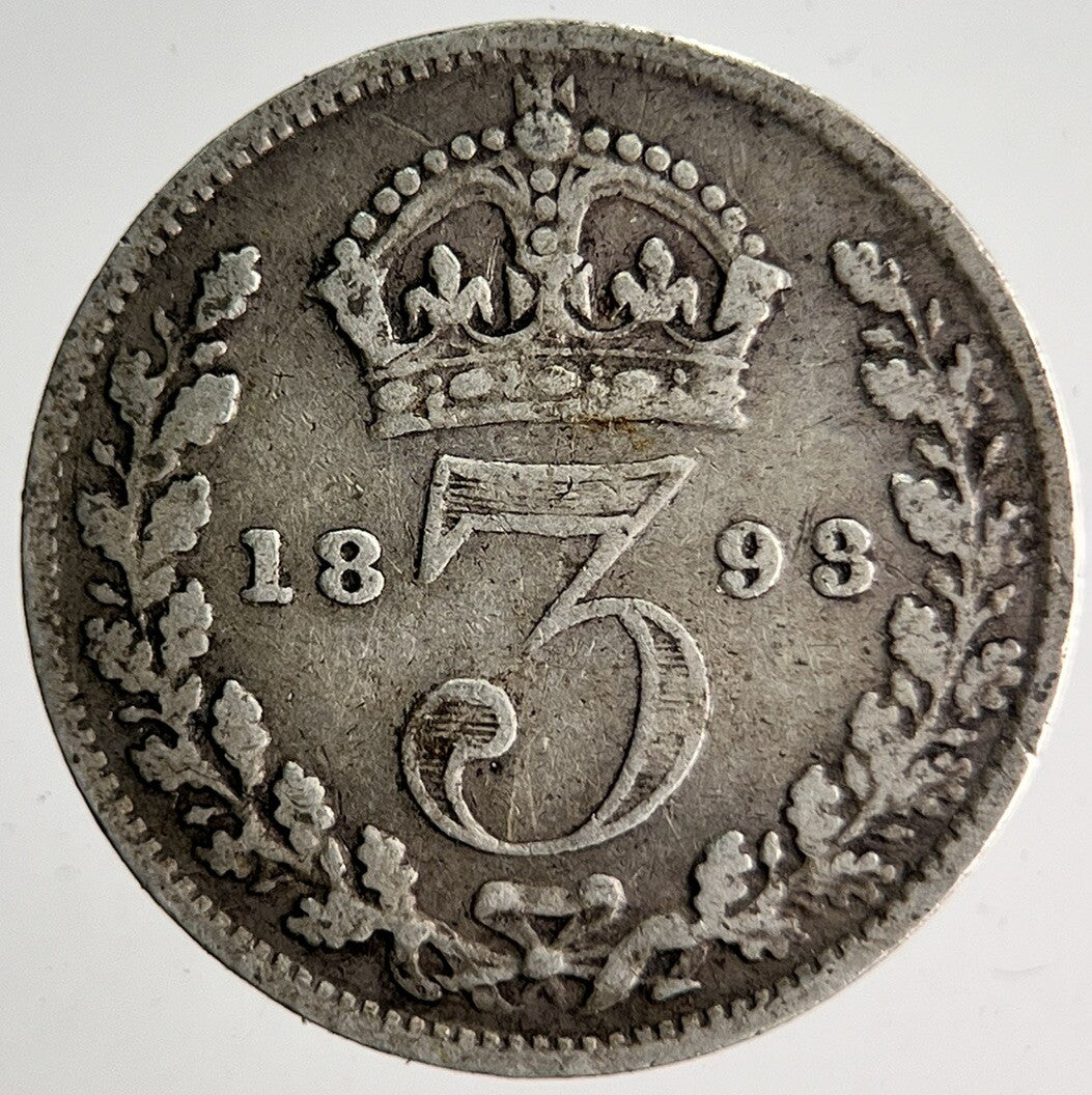 1893 Veiled Head Victoria Threepence Silver Coin | Collectable Grade | a4025