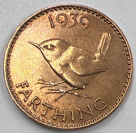1939 Farthing | British Copper Coin | Extra Fine Grade | a410