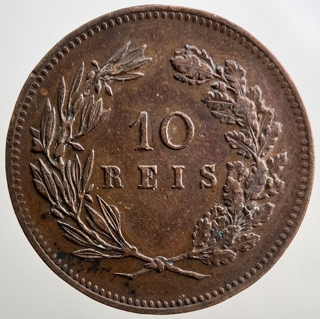 1892 Portugal 10 Reis Coin | Fine Collectable Grade
