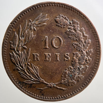 1892 Portugal 10 Reis Coin | Fine Collectable Grade