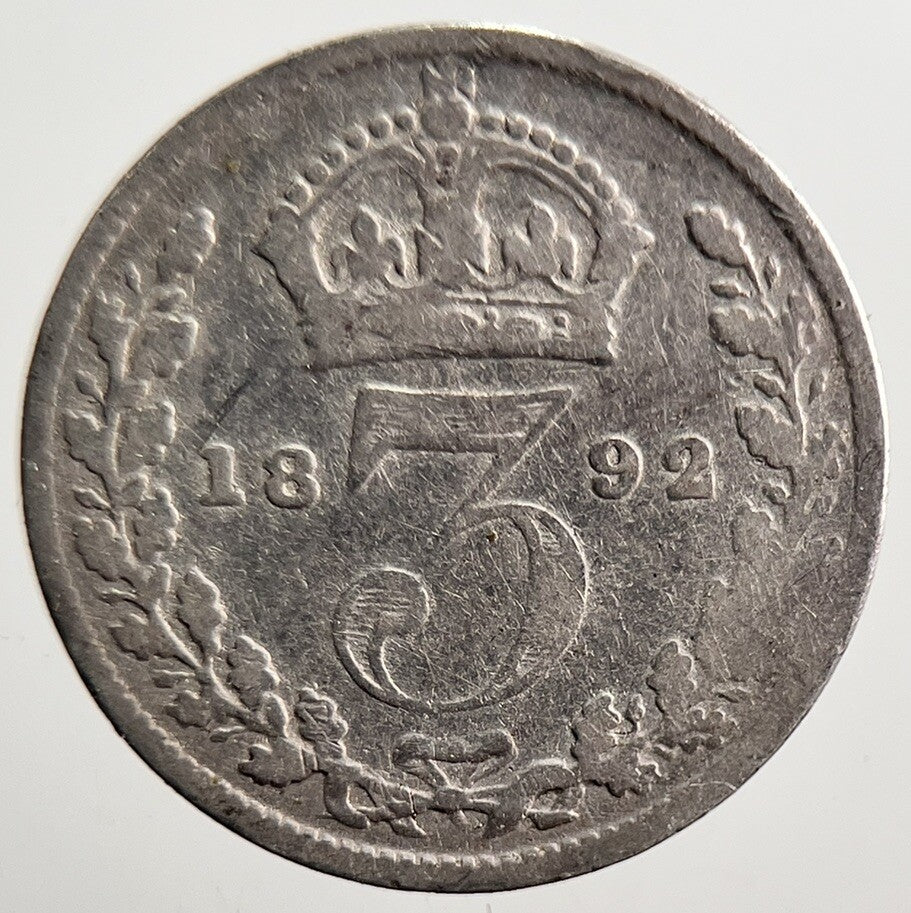 1892 Victoria Threepence Silver Coin | Fair Grade | a3612