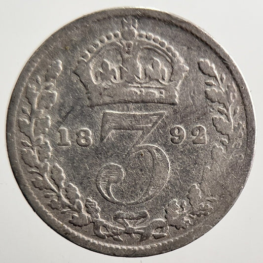 1892 Victoria Threepence Silver Coin | Fair Grade | a3612