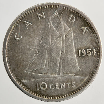 1954 Canada 10 Cents Silver Coin | Fine Collectable Grade | a9439