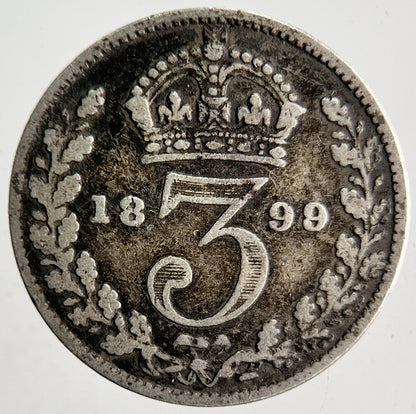 1899 Veiled Head Victoria Threepence Silver Coin | Collectable Grade | a4022
