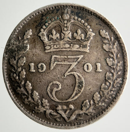 1901 Victoria Threepence Silver Coin | Collectable Grade | a4036