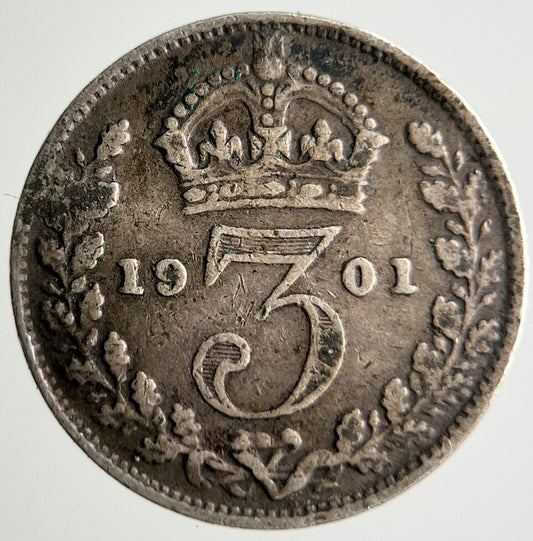1901 Victoria Threepence Silver Coin | Collectable Grade | a4036
