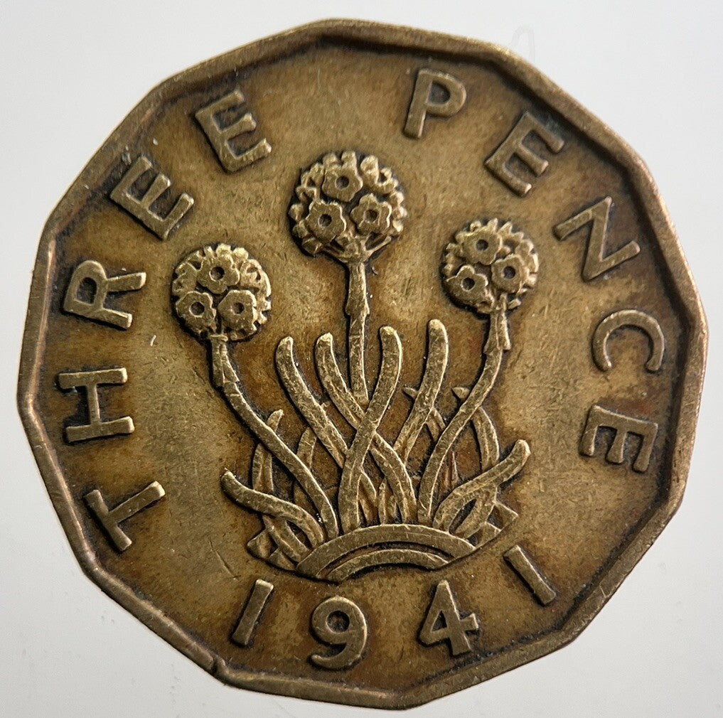 1941 British Brass Threepence Coin | Fine Collectable Grade | a7706
