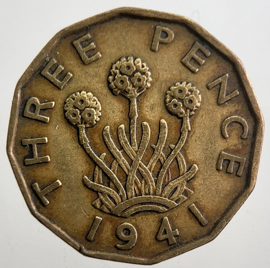 1941 British Brass Threepence Coin | Fine Collectable Grade | a7706