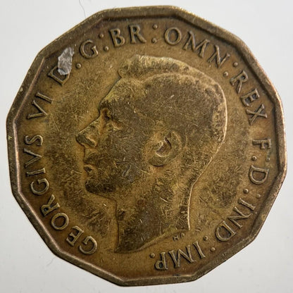 1941 British Brass Threepence Coin | Fine Collectable Grade | a7706