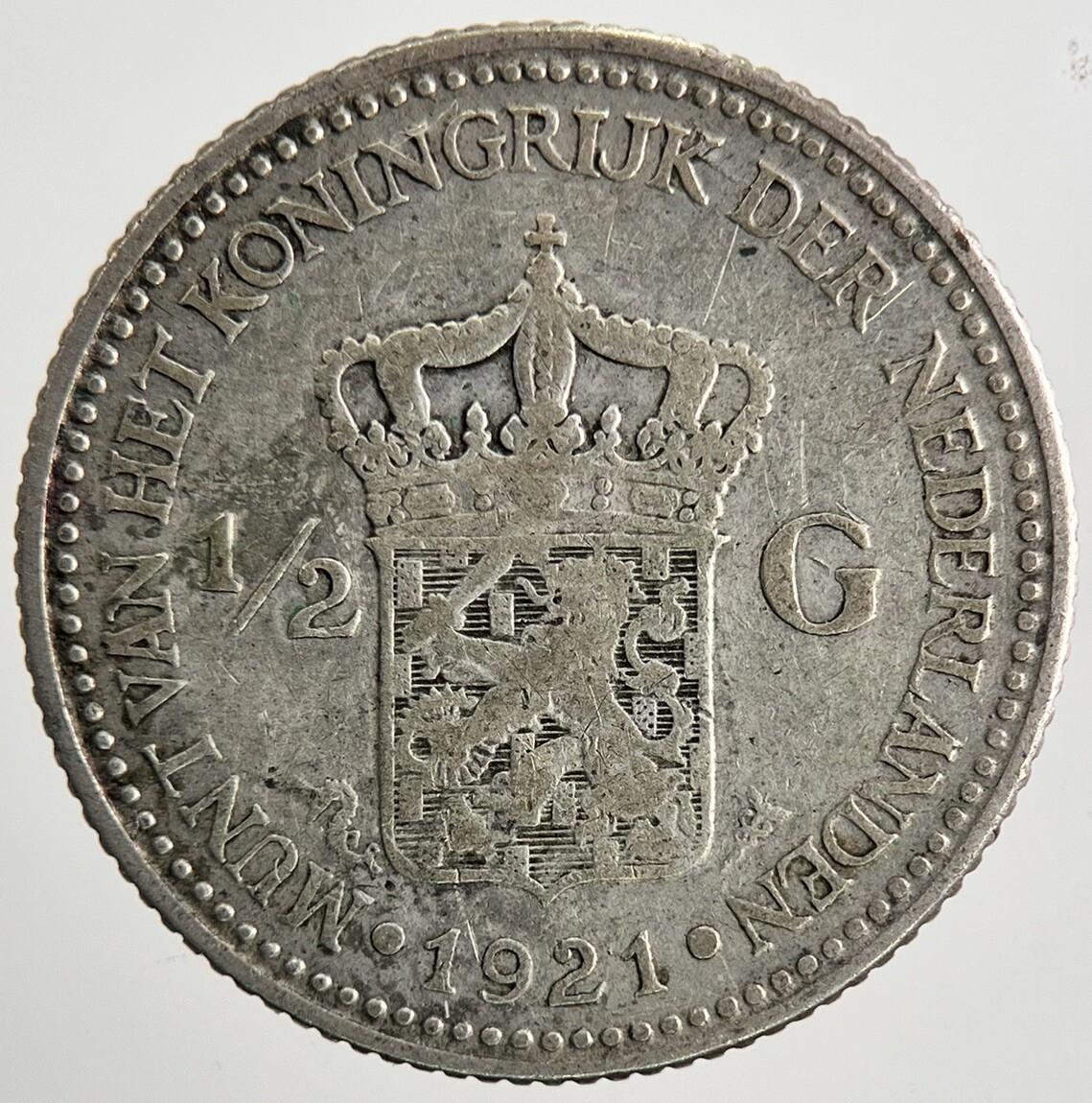 1921 Netherlands 1/2 Half Gulden Coin | Collectable Grade | a9831