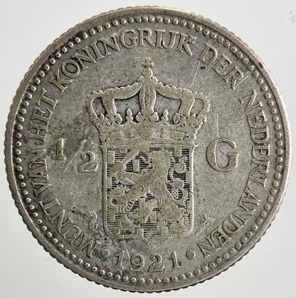 1921 Netherlands 1/2 Half Gulden Coin | Collectable Grade | a9831