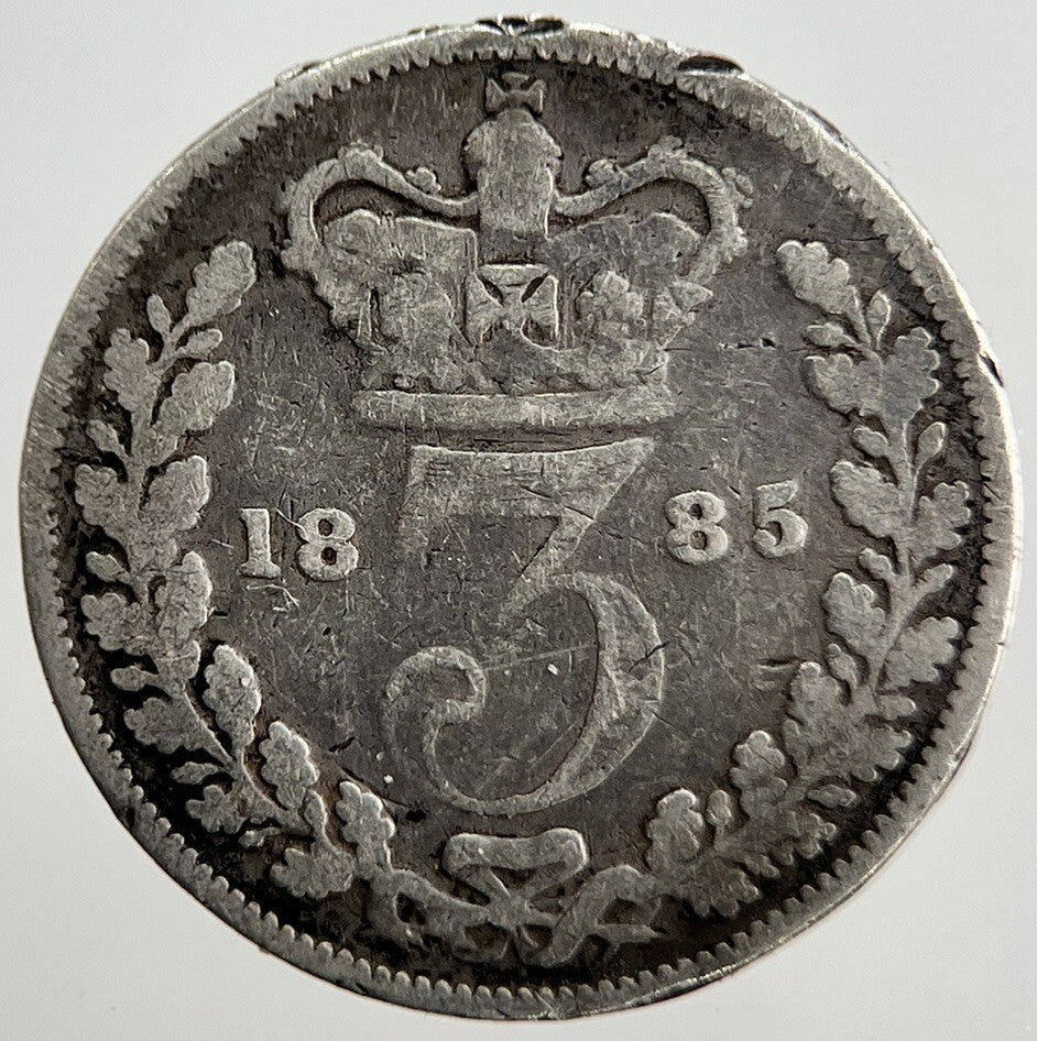 1885 Young Head Victoria Threepence Silver Coin | Fair Grade | a2494