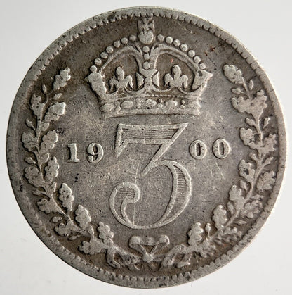 1900 Veiled Head Victoria Threepence Silver Coin | Collectable Grade | a4032
