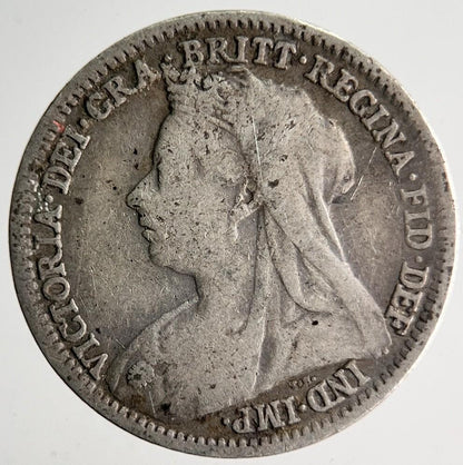 1900 Veiled Head Victoria Threepence Silver Coin | Collectable Grade | a4032