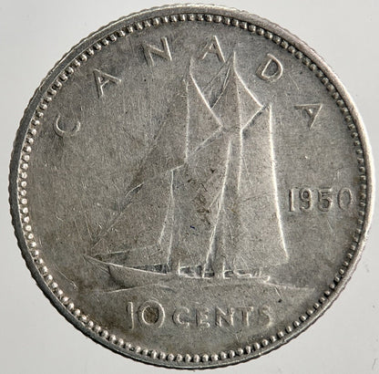 1950 Canada 10 Cents Silver Coin | Fine Collectable Grade | a9441