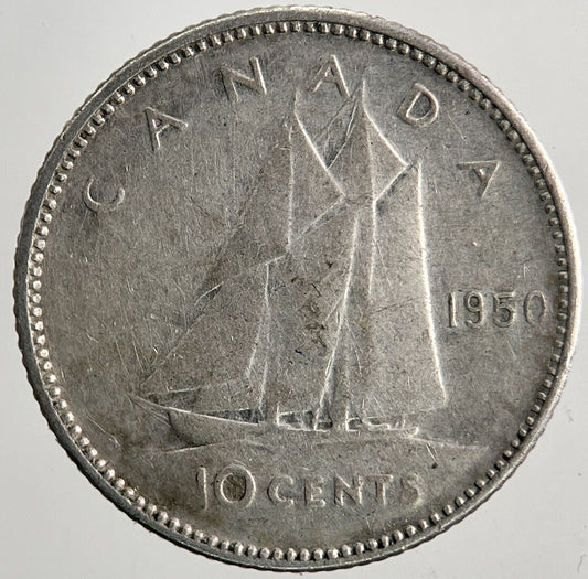 1950 Canada 10 Cents Silver Coin | Fine Collectable Grade | a9441