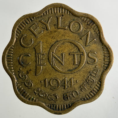 1944 Ceylon 10 Cents Coin | Fine Collectable Grade