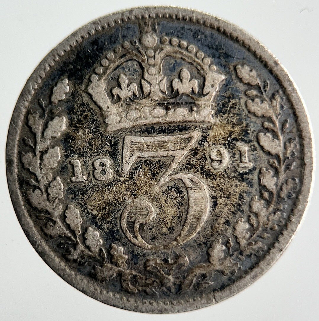 1891 Jubilee Head Victoria Threepence Silver Coin | Collectable Grade | a4043