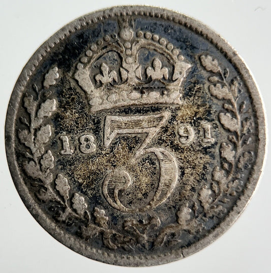 1891 Jubilee Head Victoria Threepence Silver Coin | Collectable Grade | a4043