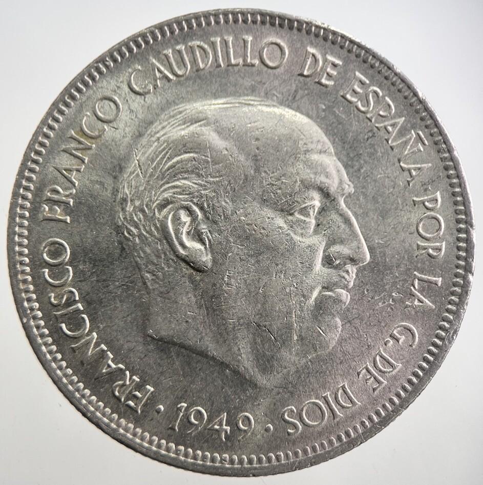 1949 Spain Cinco 5 Pesetas Coin | Very High Grade | a7719